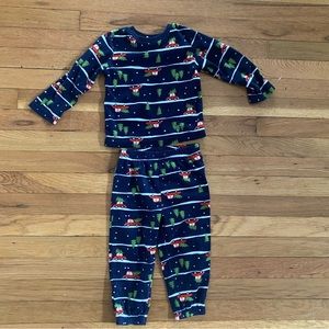 Old Navy Fleece Christmas Pajamas Long Johns 2T Toddler Tree Holiday Cozy Warm